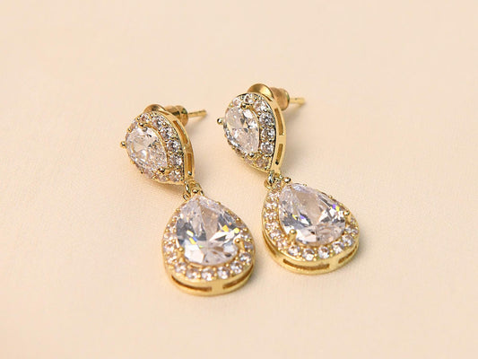 Double Tear Drop Earrings, RainDrop Elegance Earrings, Double Drop Earrings, Wedding Earrings, Bridal Earrings, Gift for Her