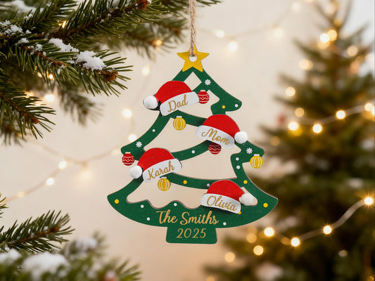   Family Christmas Tree Ornament, Personalized Family Tree Ornament, Family Name Ornament, Christmas Keepsake, Family Christmas Gifts
