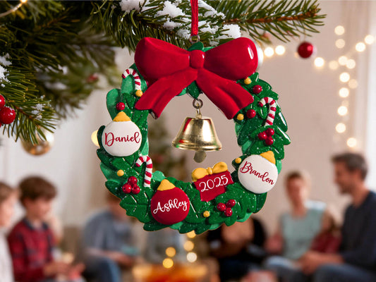Personalized Christmas Ornament,   Family Christmas Ornament, Christmas Ornaments With Name, Family Wreath Ornament, Christmas Gift