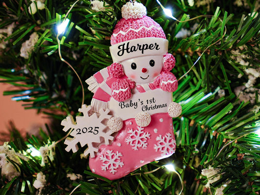 Personalized Baby Girl Christmas Ornament,  Baby First Christmas Ornament,Christmas Snowflake Keepsake, Christmas Ornaments for kids,baby